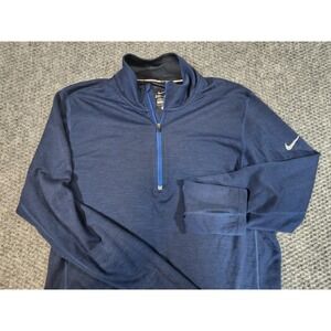 Nike‎ Dri Fit Running 1/4 Zip Mens Large Navy Blue Static Performance Outdoors